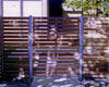 Horizontal timber slat and steel fence