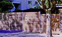 Horizontal timber slat and steel fence